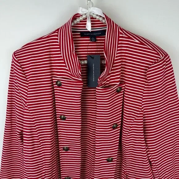 Tommy Hilfiger Womens Jacket XL Stripe Nautical Military blazer holidays - Picture 4 of 12